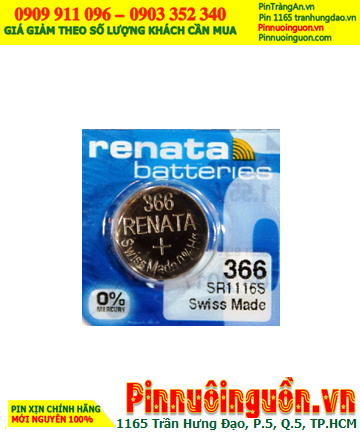 Renata 365 _Pin SR1116W;Pin đồng hồ 1.55v silver Oxide Renata 365 _Pin SR1116W