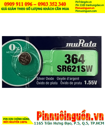 MuRata SR621SW _Pin 364; Pin đồng hồ 1.55v Silver Oxide MuRata SR621SW _Pin 364