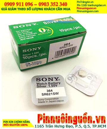 Sony SR621SW _Pin 364; Pin Sony đồng hồ 1.55v Silver Oxide SR621SW _Pin 364