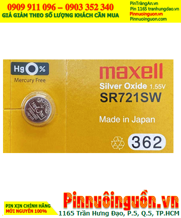 Maxell SR721SW _Pin 362; Pin đồng hồ 1.55v Silver Oxide Maxell SR721SW _Pin 362
