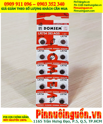 COMBO 01vỉ 10viên Pin 1.5v alkaline Domsem AG5, LR754 chính hãng _Giá chỉ 35.000/ Vỉ 10viên