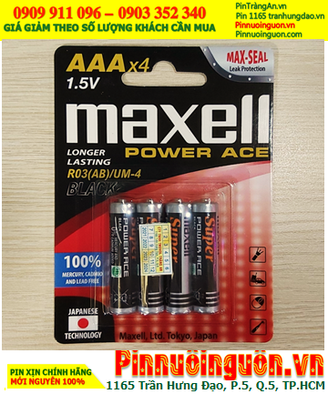 Maxell R03(AB)SUM-4/4P, Pin đũa AAA 1.5v MAXELL R03(AB)SUM-4/4P  Power ACE _Xuất xứ Indonesia /Vỉ 4viên