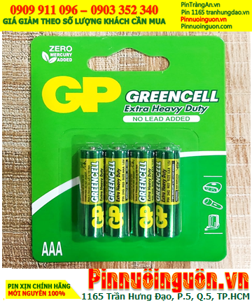 GP GreenCell 24G-2U4, R03, Pin AAA 1.5v GP GreenCell 24G-2U4 Extra Heavy Duty chính hãng /Loại Vỉ 4viên