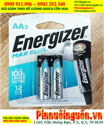 Energizer EP91-BP2; Pin AA 1.5v Alkaline Energizer Max Plus EP91-BP2 (Xuất xứ SIngapore) Vỉ 2viên
