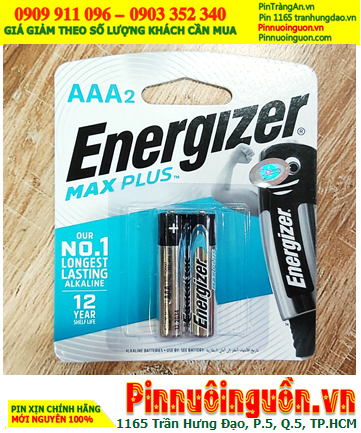 Energizer EP92-BP2 (LR03); Pin AAA 1.5v Energizer EP92-BP2 Max Plus  (Xuất xứ Singapore) Vỉ 2viên