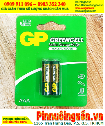 GP GreenCell 24G-2U2 /R03, Pin đũa AAA 1.5v GP GreenCell 24G-2U2 Extra Heavy Duty /Loại Vỉ 02viên