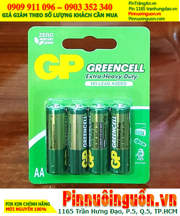 GP GreenCell 15G-2U4 /Pin R6, Pin tiểu AA 1.5v GP GreenCell 15G-2U4 Extra Heavy Duty /Loại vỉ 4viên