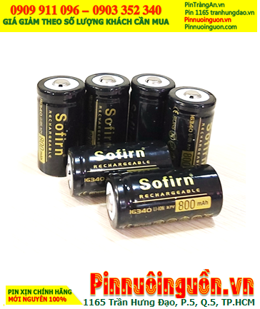SOFIRN 16340, Pin sạc SOFIRN 16340 lithium 3.7v 800mAh chính hãng /Loại đầu nhọn