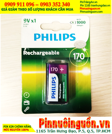 Philips 9VB1A17/97; Pin sạc 9v Philips 9VB1A17/97 6HR61 (170mAh) Loại vỉ 1viên