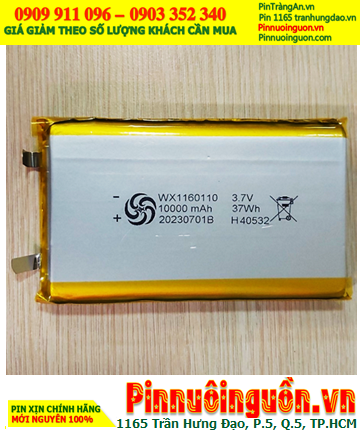 LP-1160110, Pin sạc 3.7v LiPolymer 1160110 với 10.000mAh  (11x60x110mm) /Chưa gắn mạch sạc