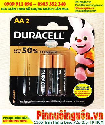 Duracell LR6 MN1500B2, Pin AA 1.5v alkaline Duracell LR6 MN1500B2 (Lasts up to 50% longer) /Vỉ 2viên