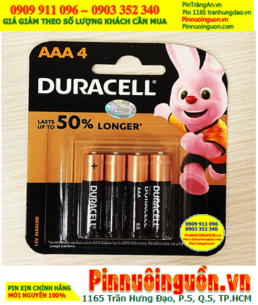 Duracell LR03 MN2400B4, Pin AA 1.5v alkaline Duracell LR03 MN2400B4 (Lasts up to 50% longer) /Vỉ 4viên
