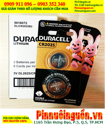 COMBO MUA 01Hộp (6vỉ=12viên) Pin Duracell CR2025 lithium 3.0v (MẪU MỚI)_Giá chỉ 354.000đ/Hộp