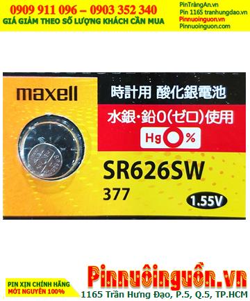 Maxell SR626SW _Pin 377; Pin đồng hồ đeo tay 1.55v Silver Oxide Maxell SR626SW _Pin 377