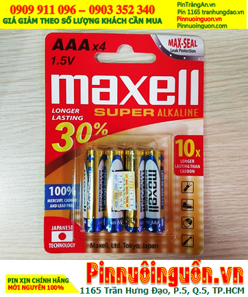 Maxell LR03(GD)4B, Pin đũa AAA 1.5v super alkaline Maxell LR03(GD)4B - MẪU MỚI /Loại vỉ 4viên