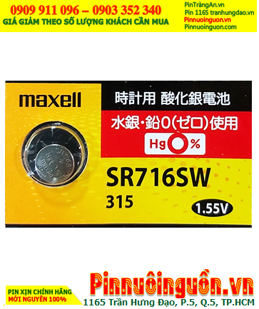 Maxell SR716SW-315; Pin đồng hồ 1.55v Silver Oxide Maxell PRO SR716SW _Pin 315 /Xuất xứ NHẬT
