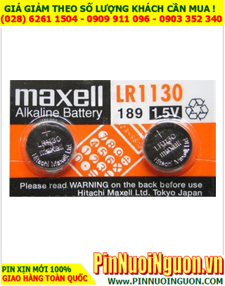 Maxell LR1130; Pin cúc áo 1.5v Alkaline Maxell LR1130, AG10, 189 chính hãng