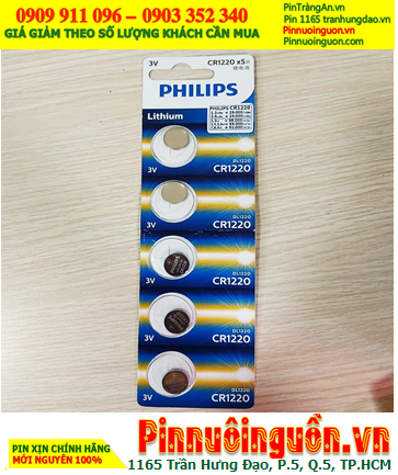 COMBO 1vỉ 5viên Pin Philips CR1220 lithium 3.0v chính hãng _Giá chỉ 98.000/ Vỉ 5viên