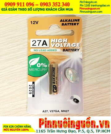 GNP-A27AF, Pin 12v Pin A27 A27 MN27 V27GA, Pin GP High Voltage GNP-A27AF Alkaline 12v /Vỉ 1viên