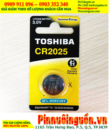 Toshiba CR2025CP-1, Pin 3v lithium Toshibia CR2025CP-1 chính hãng /Loại vỉ 1viên