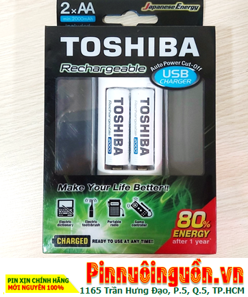 TOSHIBA TNHC-6GME2 Bộ sạc Pin AA, AAA kèm sẳn 2 pin sạc Toshiba AA2000mAh chính hãng