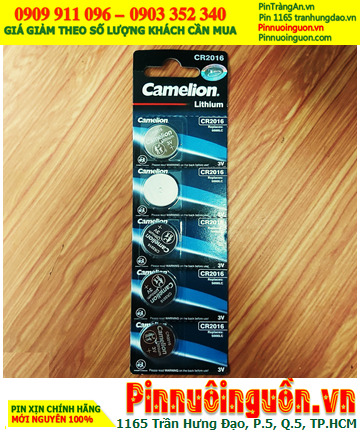 COMBO mua 1vỉ 5viên Pin Camelion CR2016 Lithium 3v chính hãng _Giá chỉ 34.000đ/ Vỉ 5viên