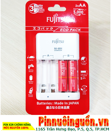 Fujitsu FCT345CEFXL(B) Bộ sạc pin AA, AAA Nhanh 3GIỜ Kèm 2Pin Fujitsu AA1000mAh (sạc được 5000 lần)