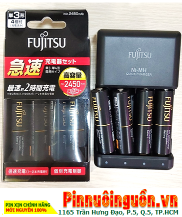 Pin máy ảnh Kỹ thuật số Bộ sạc FCT344ACHFX(FX) kèm 4 pin sạc Fujitsu AA2450mAh 1.2v /X.xứ NHẬT