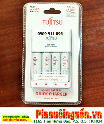 Bộ sạc pin Karaoke Fujitsu FCT344CEFX(CL) nhanh 2Giờ kèm 4 Pin Fujitsu HR-3UTC AA2000mAh/Xuất xứ NHẬT