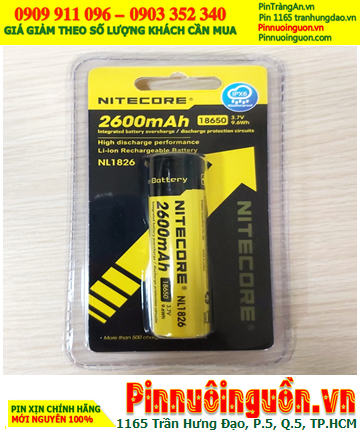 Pin Đèn Pin _Pin sạc 18650 lithium 3.7v Nitecore NL1826 (2600mAh Nội trở 9.6Wh) chính hãng