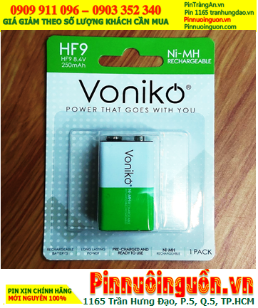 Voniko HF9, Pin sạc vuông 9v Voniko HF9 (9v 250mAh) Min 8.4v-Max9.0v chính hãng (Loại vỉ 1viên)