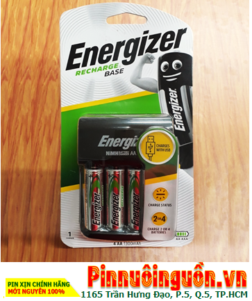 Energizer CHVC5 (cáp sạc USB)_Máy sạc 04 Khe (sạc 2-4 pin AA, AAA) kèm 4 pin sạc Energizer AA1300mAh 1.2v