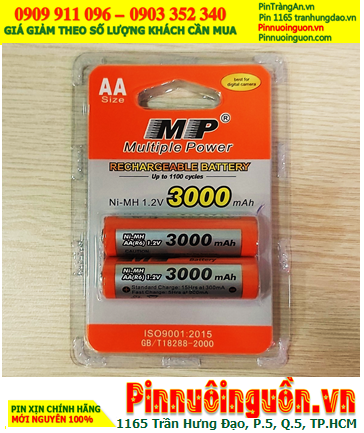 MP AA3000mAh _Pin tiểu sạc 1.2v MP AA3000mAh 1.2v (HR6/R6) chính hãng (Loại vỉ 2viên)