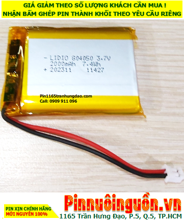 Lipolymer 804050, Pin sạc 3.7v Li-polymer 804050 (8mmx40mmx50mm) 2000mAh /Đã có mạch sẳn