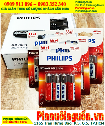 COMBO mua 01hộp 12vỉ 4viên (=48viên) Pin Philips LR6P4B/97 Power Alkaline AA 1.5v _Giá chỉ 445.000/Hộp