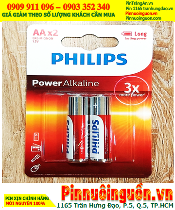 Philips LR6P2B/97; Pin AA 1.5v Philips Power Alkaline LR6P2B/97 chính hãng (Loại vỉ 2viên)