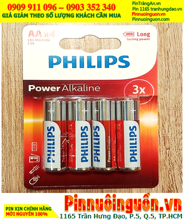 Philips LR6P4B/97; Pin AA 1.5v Philips Power Alkaline LR6P4B/97 chính hãng (Loại vỉ 4viên)