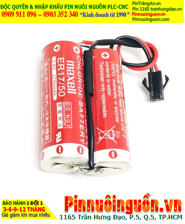 Maxell 2ER17/50 (Zắc đen 2holes); Pin nuôi nguồnMaxell 2ER17/50 lithium 3.6v 5500mAh, Xuất xứ NHẬT