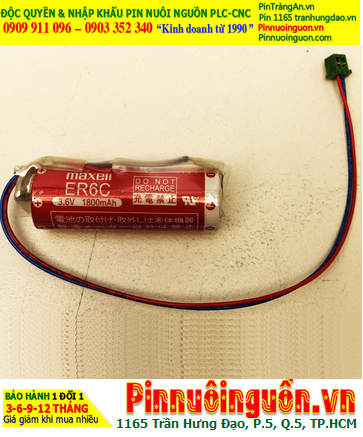 Maxell ER6C (Đầu sứ, Zắc PLC); Pin nuôi nguồn PLC Maxell ER6C 3.6v AA1800mAh Lithium Thionyl Chloride