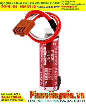 Maxell ER6C (Đầu sứ, Zắc 4holes); Pin nuôi nguồn PLC Maxell ER6C 3.6v AA1800mAh Lithium Thionyl Chloride