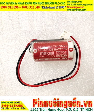 Maxell ER17/33 (Zắc PLC); Pin nuôi nguồn PLC Maxell ER17/33 lithium 3.6v 2/3A 1600mAh, Xuất xứ Nhật