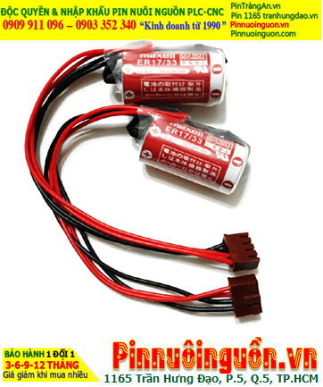 Maxell ER17/33 (zắc JEA 4holes), Pin nuôi nguồn PLC Maxell ER17/33 lithium 3.6v 2/3A 1600mAh, Xuất xứ Nhật