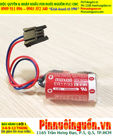 Maxell ER17/33 (Zắc Mitsu); Pin nuôi nguồn PLC Maxell ER17/33 lithium 3.6v 2/3A 1600mAh, Xuất xứ Nhật