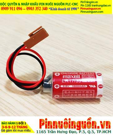 Maxell ER17/33 (Zắc JEA); Pin nuôi nguồn PLC Maxell ER17/33 lithium 3.6v 2/3A 1600mAh, Xuất xứ Nhật