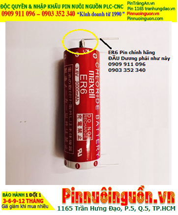 Maxell ER6 (chân thép hàn); Pin nuôi nguồn PLC Maxell ER6 3.6v AA 2000mAh Lithium Thionyl Chloride