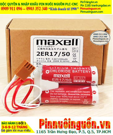 Maxell 2ER17/50 _Pin nuôi nguồn PLC Maxell 2ER17/50 lithium 3.6v 5500mAh (2 viên ghép đôi) _Xuất xứ Nhật