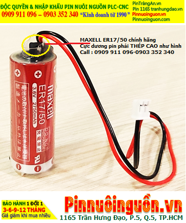 Maxell ER17/50 (Zắc PH2.0); Pin nuôi nguồn PLC Maxell ER17/50 3.6v 2750mAh Lithium Thionyl Chloride