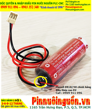 Maxell ER18/50 (Zắc Epson); Pin nuôi nguồn PLC Maxell ER18/50 3.6v 3650mAh Lithium Thionyl Chloride