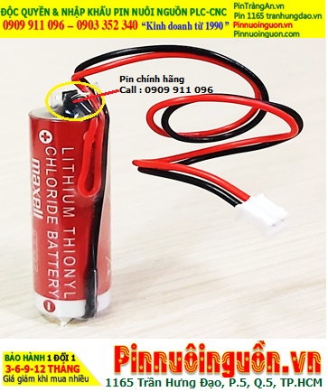 Maxell ER18/50 (Zắc trắng nhỏ); Pin nuôi nguồn PLC Maxell ER18/50 3.6v 3650mAh Lithium Thionyl Chloride