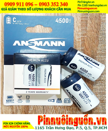 Ansman C4500mAh HR14; Pin sạc C 1.2v Ansman C4500mAh HR14 Mignon chính hãng (Loại vỉ 2viên)